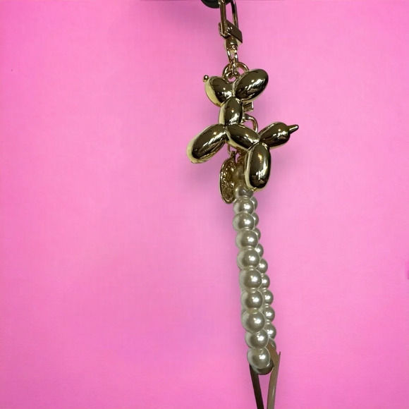 Balloon dog gold‎ keychain with pearl accent - Picture 6 of 6